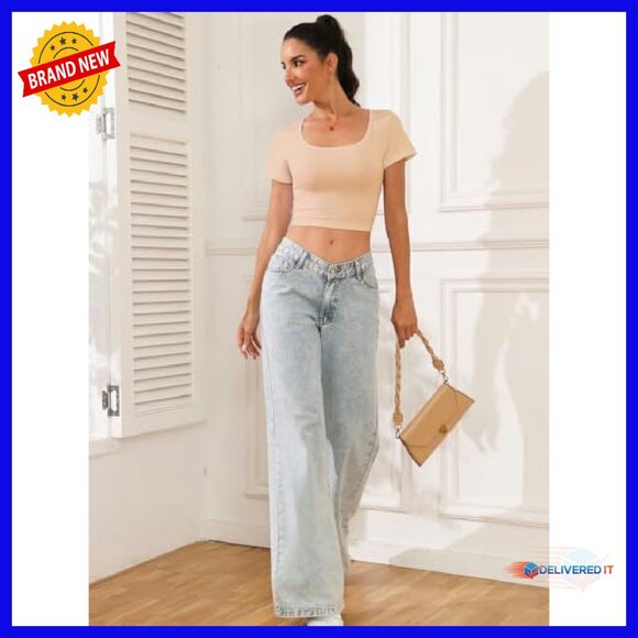 3 Pack Women's Crop Tops Cotton Spandex Workout Tees Short Sleeve - Picture 5 of 5